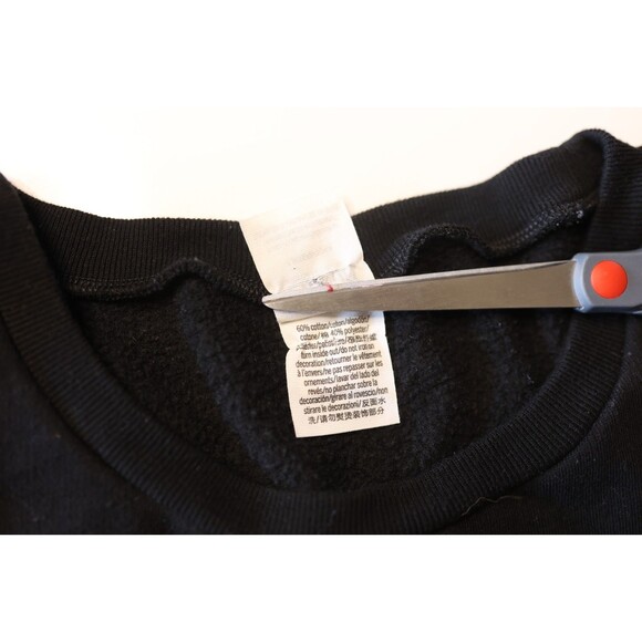 Victoria's Secret PINK Nation Black Crew Sweatshirt w/White Logo Raw Hem Large - Picture 10 of 10